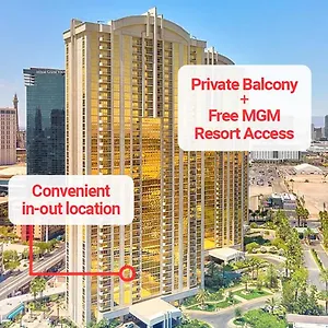Lady Luck's Vista - Private Balcony - Full Kitchen - Two Full Baths - Jetted Tub - Full Mgm Grand Access W No Fee At Mgm Signature Aparthotel